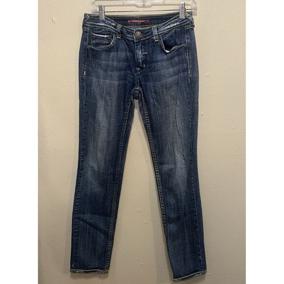 Vigoss Jeans Women's size 3 Dark Wash Denim Yellow Stitch‎ Detail - Picture 1 of 7